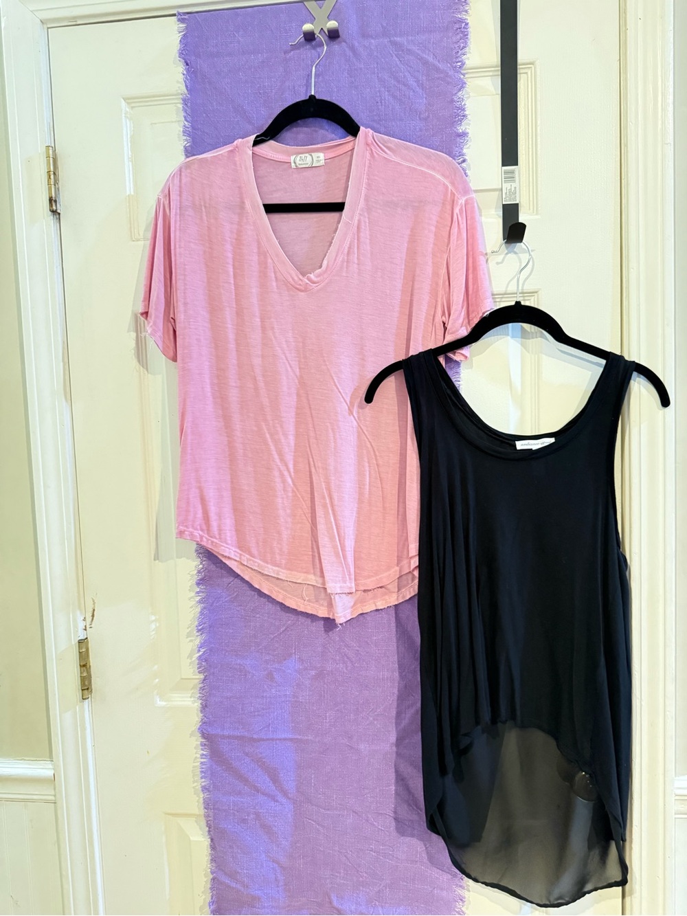 Maurices Pink and Black Layered Tank Tops - V-Neck & Scoop